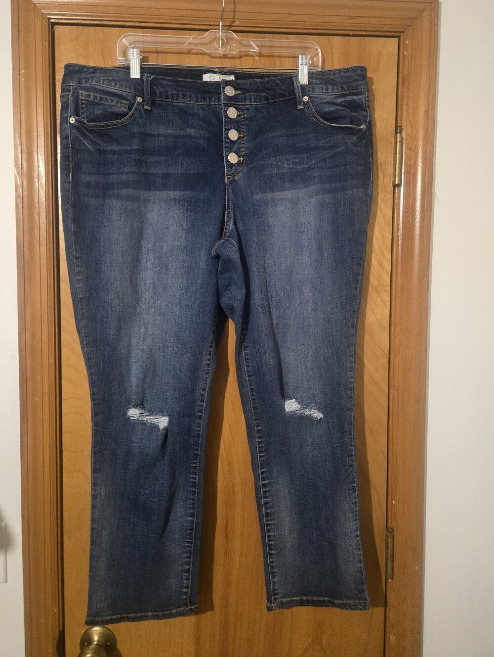 Jessica Simpson Dark Blue Ankle-length Distressed Jeans Size 18W